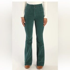 Jayde Forest Green High Rise Flared Corduroy Pants